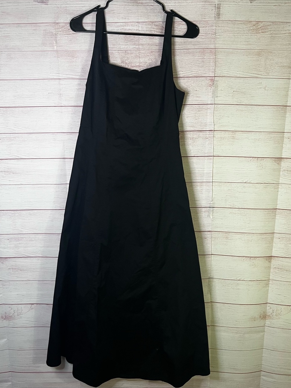 Quince Black Cotton‎ Spaghetti Strap Fit a& Flare Dress Size Medium